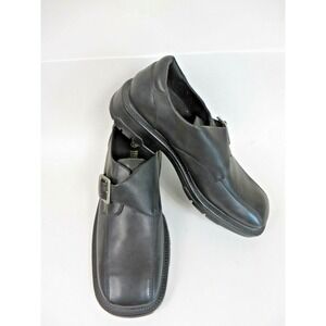 Hunters Bay Leather Collection Side Buckle Black Shoes EUC Size 12